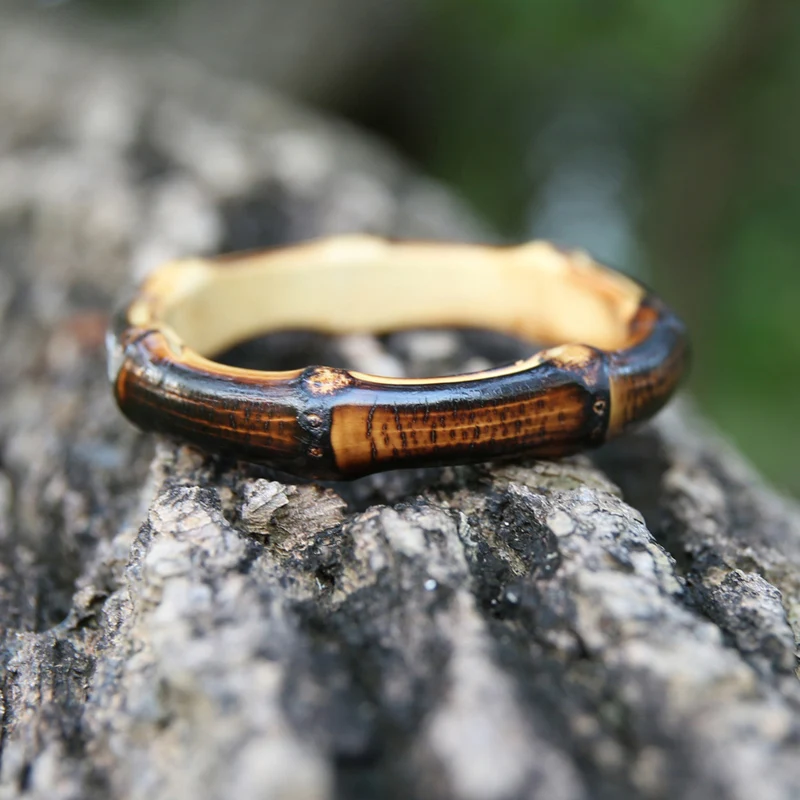 Nilerun Vintage Unique Handmade Rattan Wood Thick Real Natural Bamboo Root Bangle Unisex Bracelet for Couples Men and Women 3