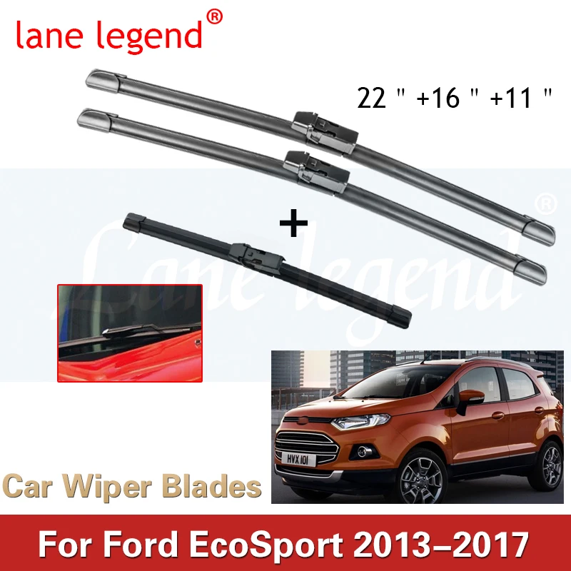 Für Ford EcoSport 2013 2014 2015 2016 2017 Vorne Hinten Wischer Klingen Kit Cutter Fenster Ohne Knochen Rahmenlose Gummi Auto Zubehör – Detail 3