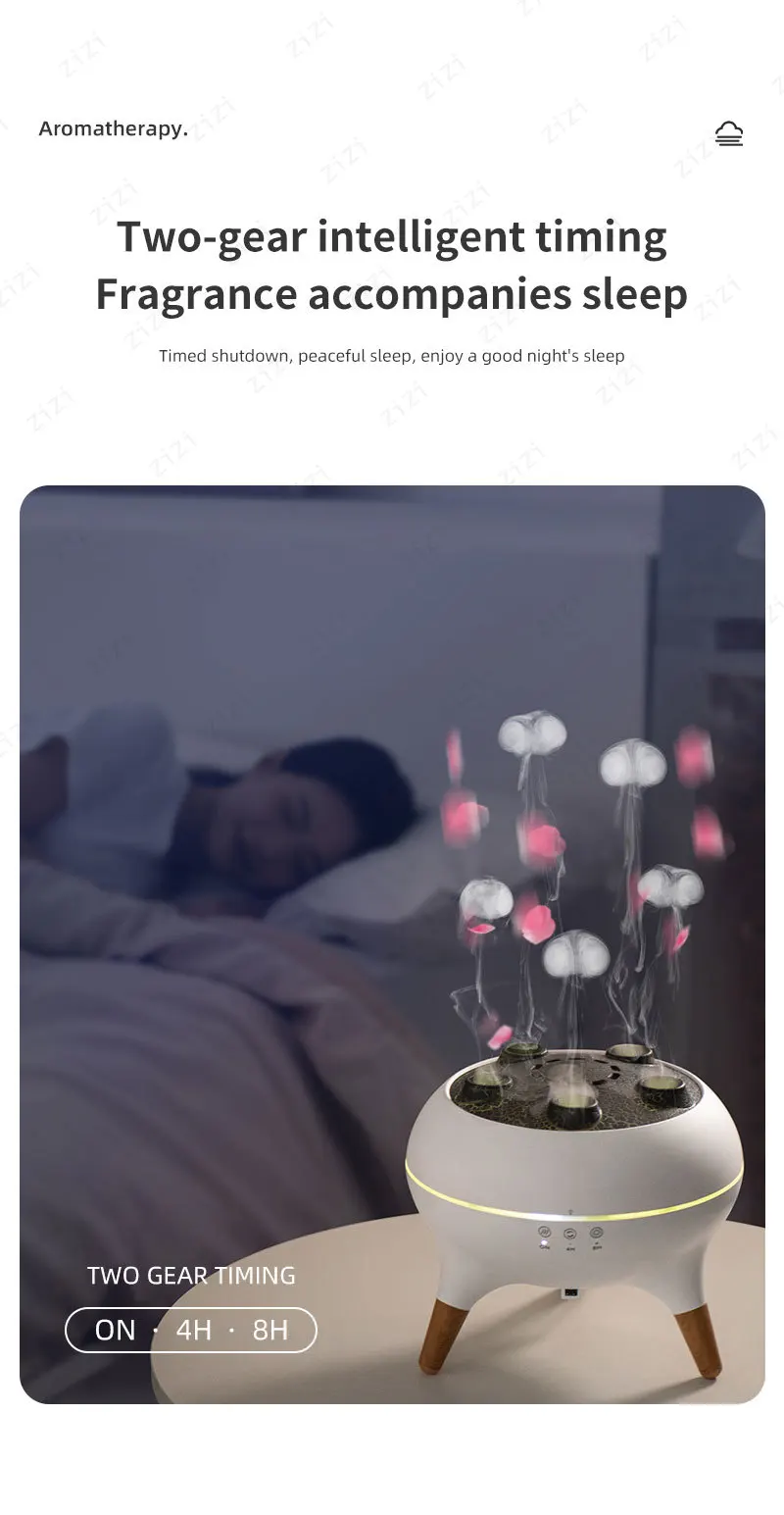 Diffuseur d'arômes humidificateur à ultrasons effet méduse_voghion.com