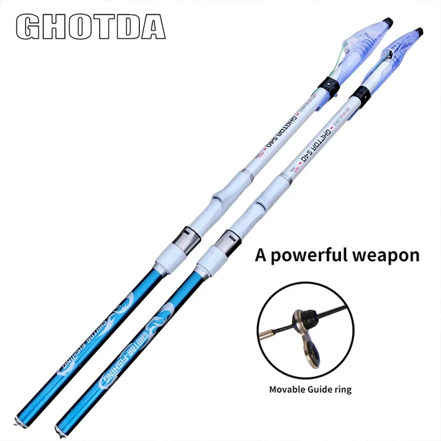 Carbon Rock Fishing Rod 3.6M/4.5M/5.4M/6.3M Super Hard Long Telescopic  Rotating Rod Outdoor Fishing Equipment Blue And White - AliExpress