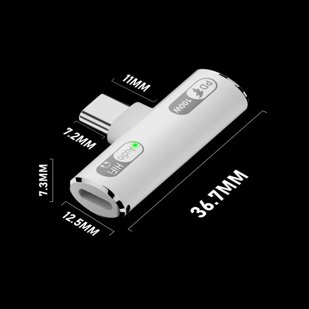 USB C 헤드폰 오디오 및 충전기 2 in 1 어댑터 타입-C to IOS 8핀 유선 이어폰 PD 100W 고속 충전 기능 탑재 (폰/태블릿용)