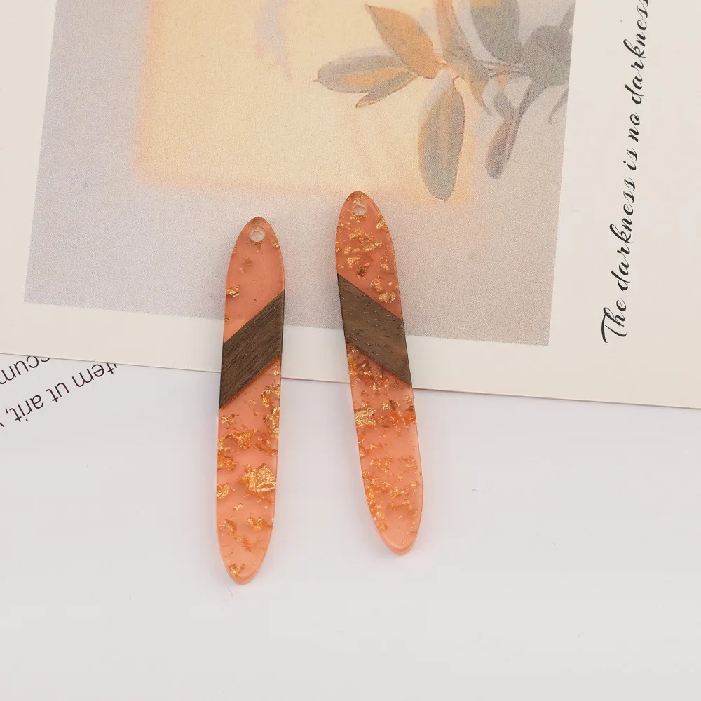Cordial Design 50Pcs 9*53MM Jewelry Accessories/Hand Made Charms/Natural Wood&Resin/Stick Shape/Jewelry Findings&Components - cordial