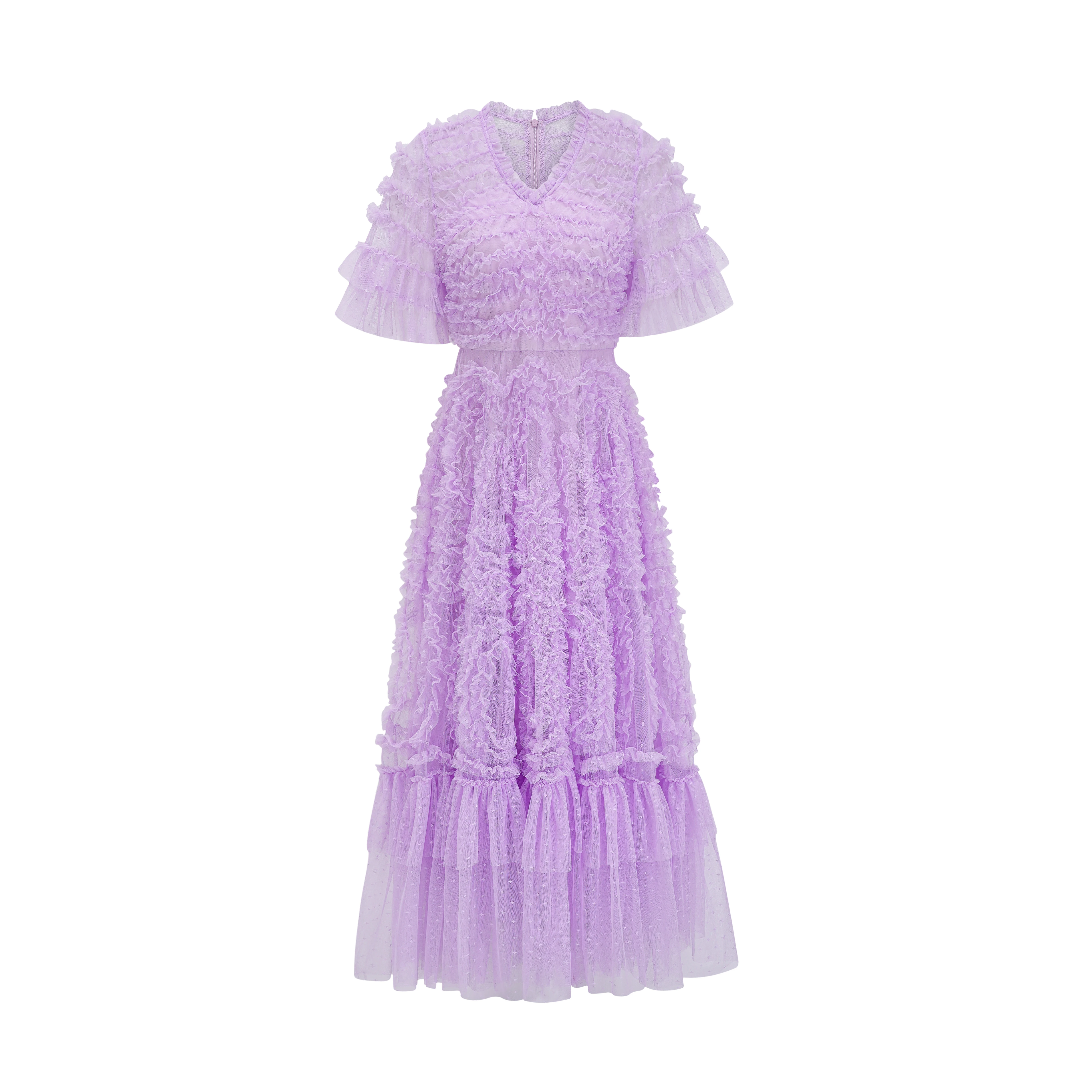 

F&C Solid Color Lace Pleated V-Neck Maxi Prom Dress Elegant Vintage Lady Evening Party Wedding Dresses Short Sleeve Women 2023