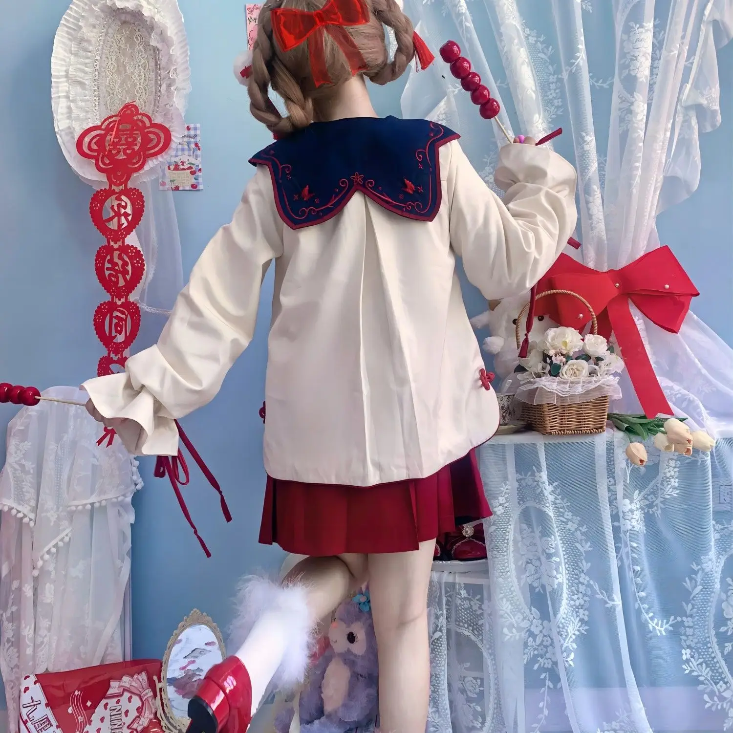 Japan School Authentic Cute Kindergarten Jk Uniform skirt Autumn Winter Long Sleeved Sailor Suit New Year Clothes Kawaii Girl