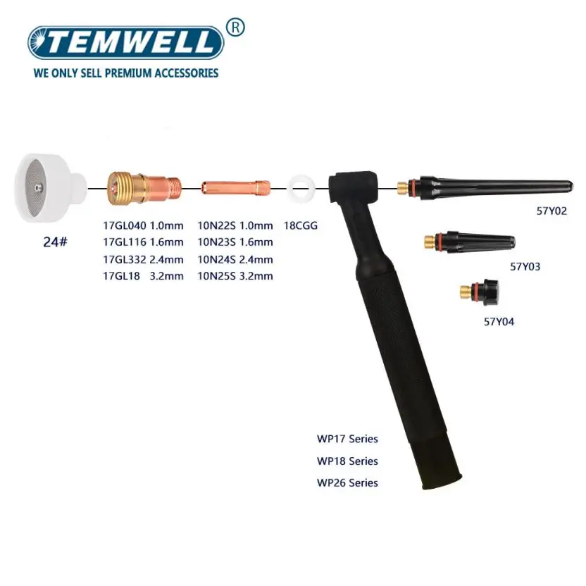 11pcs TIG Welding 10# 12# 14# 16# 24# White Ceramic Nozzle Alumina Cup Kit Torch