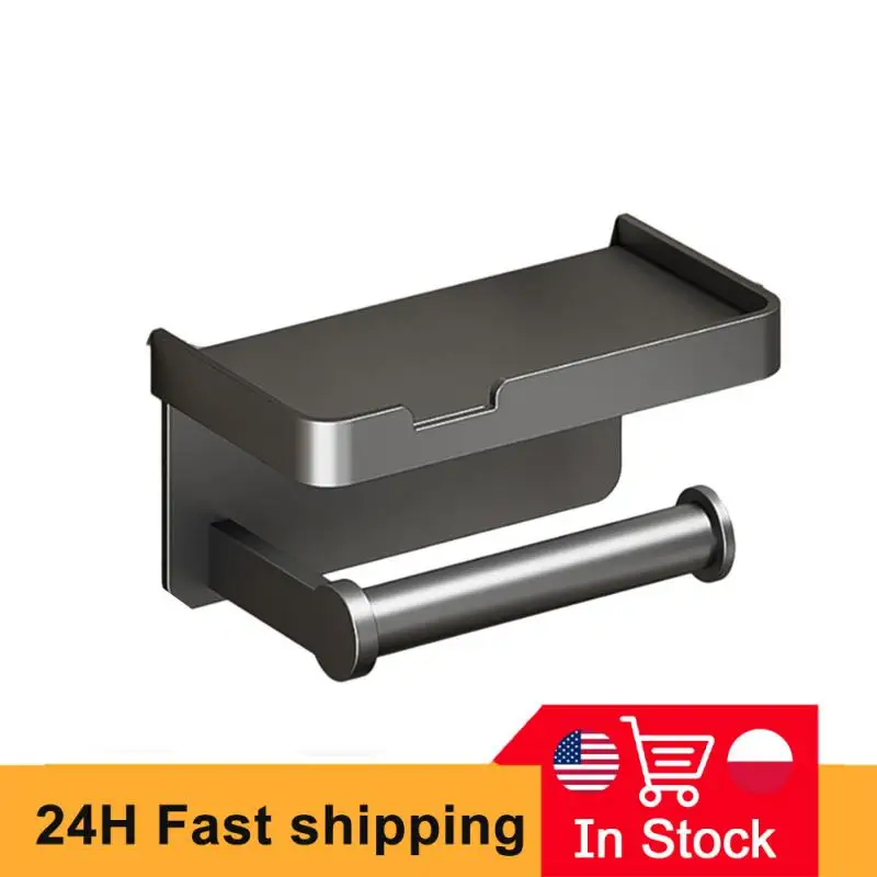Aluminum Alloy Toilet Paper Holder Bathroom Wall Mount WC Paper Phone Holder Shelf Towel Roll shelf Accessories