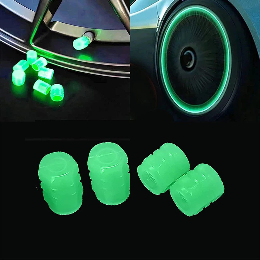 Couvercle de Valve de pneu universel avec lumière fluorescente, couvre-pneu  de moyeu de roue de voiture pour moto, éclairage décoratif de nuit, lot de 4