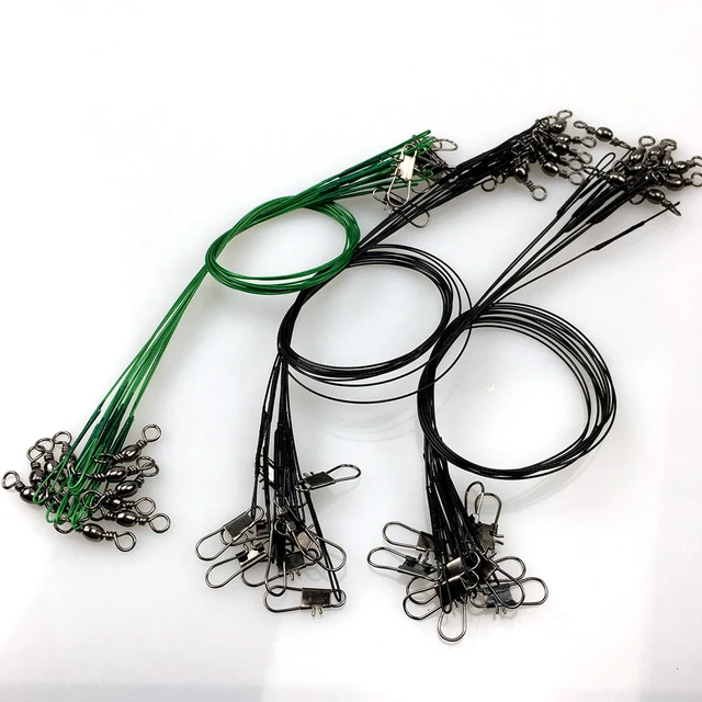 60PCS 15cm 20cm 25cm Fishing Line Steel Wire Leader with Swivel Snap Fishing  Accessory Carp Fishing Wire Rig Leadcore Leash - AliExpress