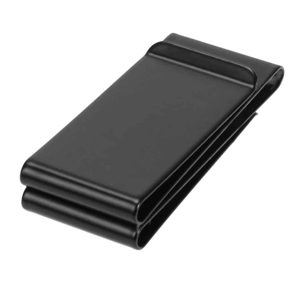 Stainless Steel Metal Wallet Clamp Slim Double-sided Black Credit Card Money Holder Useful Multi-function Durable for Men Women