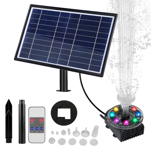 7W 8 V -Os Színű Led -Es Lámpák Napenergia Szökőkút Szivattyú 12 Fúvóka -Szivattyúval Madárfürdő -Tó Kertjéhez És Helyek Szökőkúthoz - Image 3