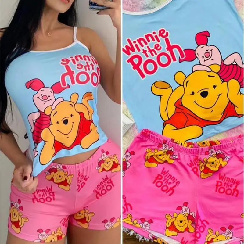 Super Cute Cow Print Pajama Set For Women - Comfy Short Sleeve Sleepwear Top & Shorts