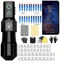 Tattoo Kit POSEIDON New Cool Tattoo Pen Kit For Permanent Makeup Tattoo Machine Kit Wireless Tattoo Power Supply Tattoo Gun Kit 2