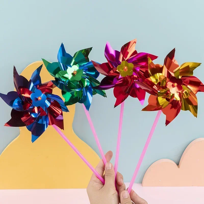 50Pcs 스팽글 풍차 바람개비 바람 회 전자 어린이를위한 야외 장난감 생일 파티 호의 소년 소녀 Pinata 필러 카니발 상품