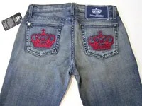 Y2k Vintage années 2000 couronne poche broderie Jean pantalon Denim décontracté taille haute droite jambe large Jean Harajuku rétro jean évasé 3
