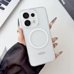 Magnetic Transparent Shockproof Case - Fashionable Skin - friendly PC Cover Compatible with Magsafe for OPPO Reno16 Pro (White)