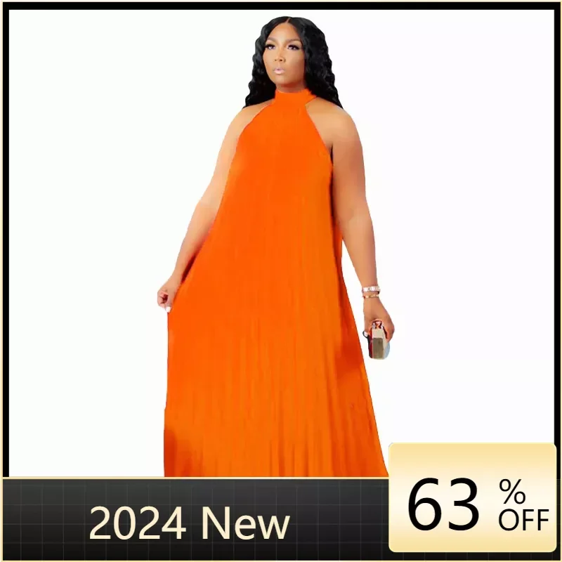 

Elegant African Dresses for Women Summer African Women Sleeveless Polyester Red Black Black Orange Party Wedding Long Dress