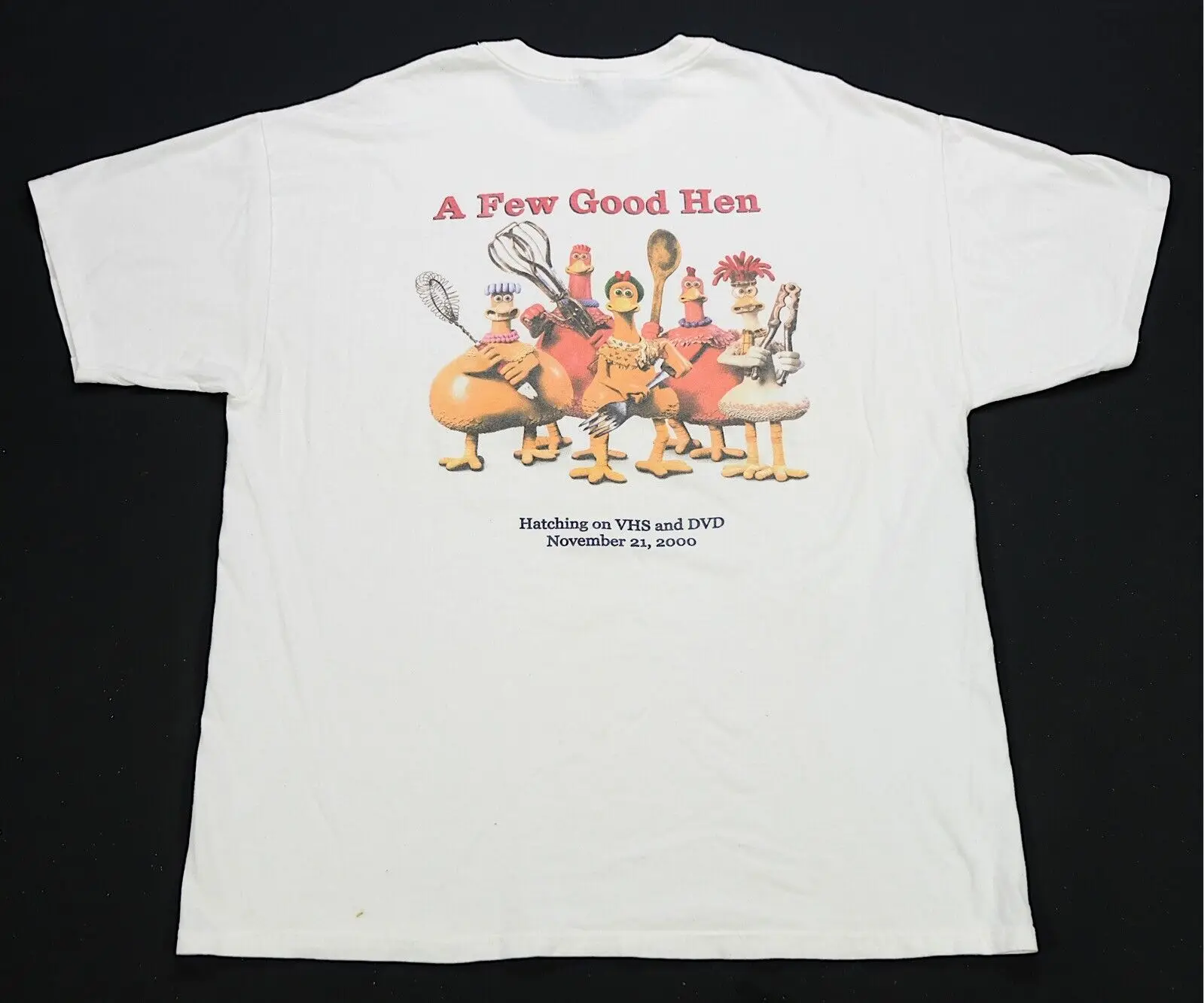 Rare Vintage Chicken Run 2000 Vhs Dvd Promo T Shirt 90S 2000S Film Animato Xl