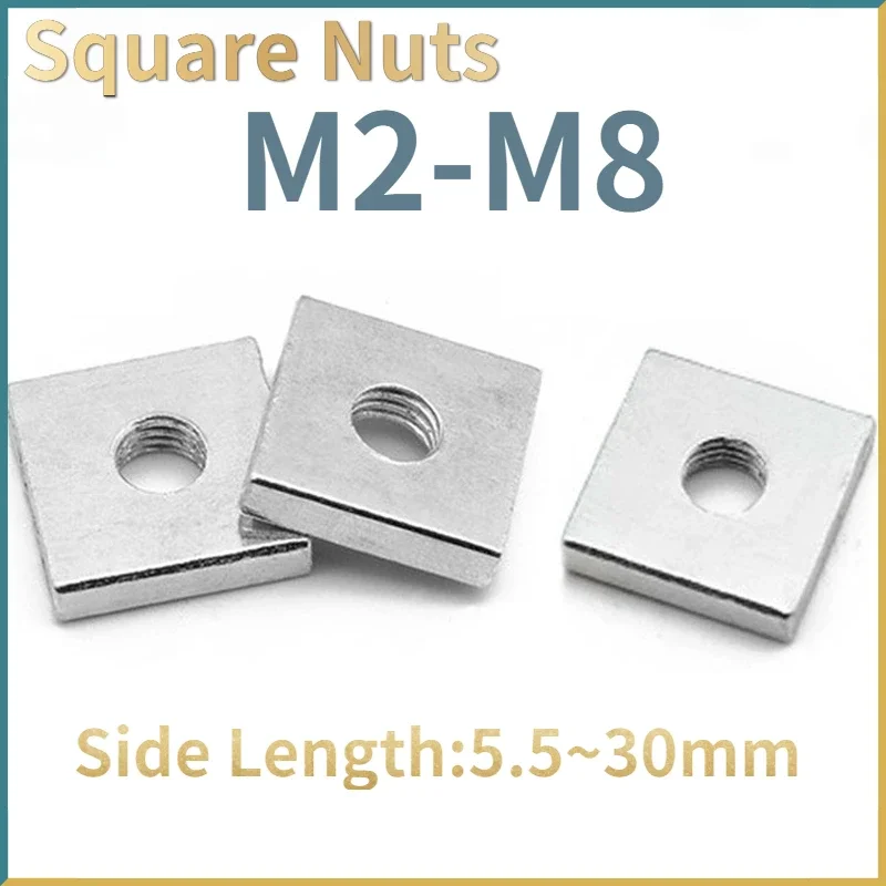 5-50Pcs-Zinc-Plated-Carbon-Steel-Thin-Square-Nuts-Slider-Block-for ...