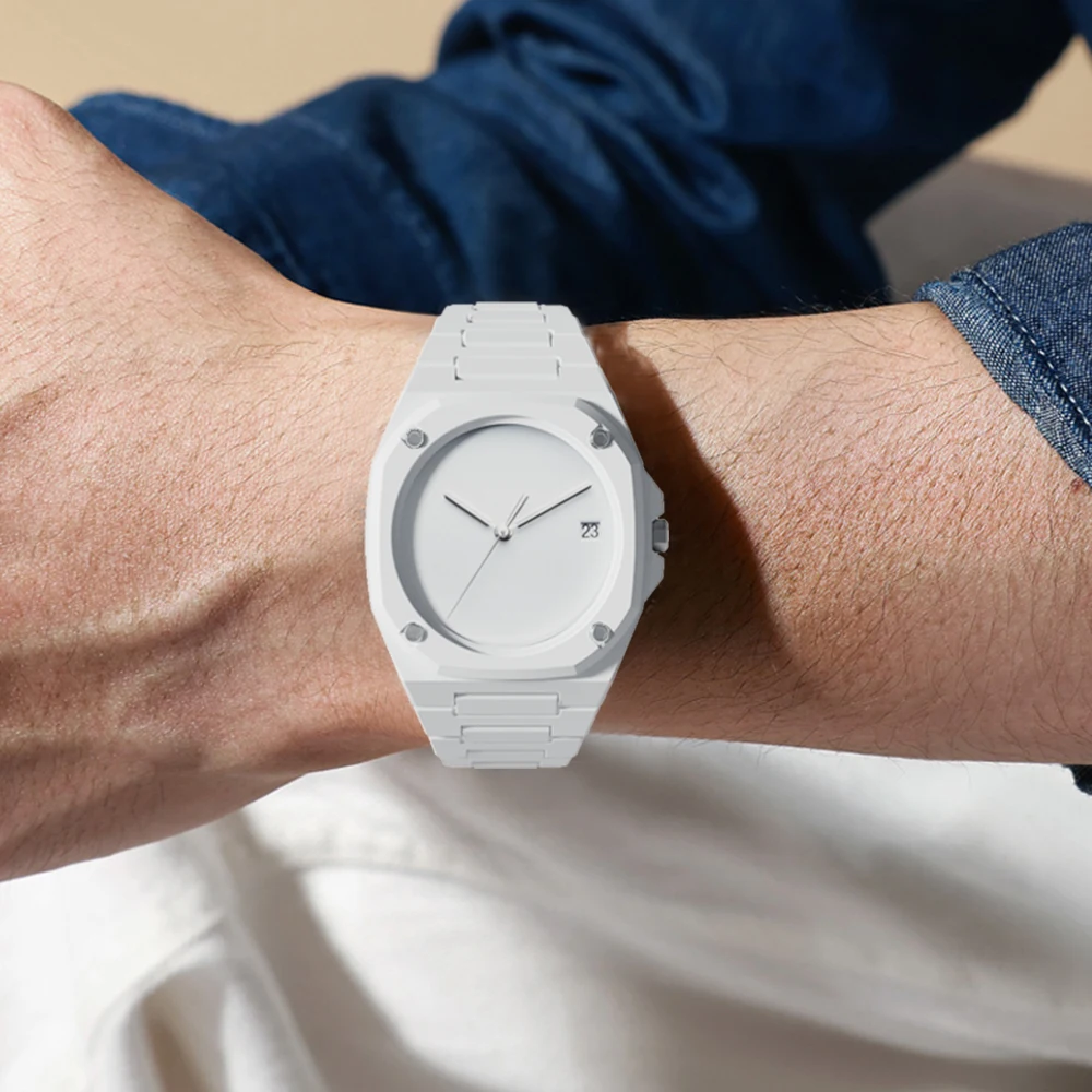 Men's Minimalist Design Quartz Watch - Polycarbonate, Fashion Calendar, Waterproof