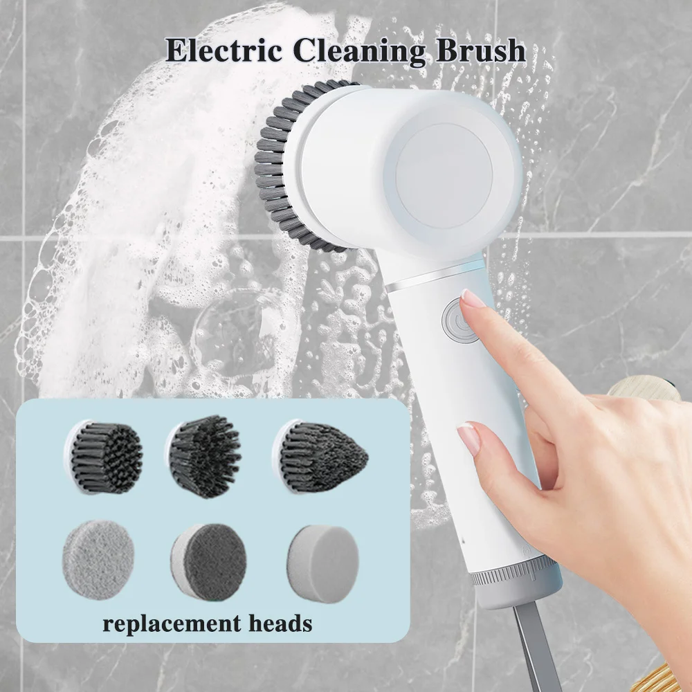 Electric Household Cleaning Brush Rechargeable Power Spin Scrubber With