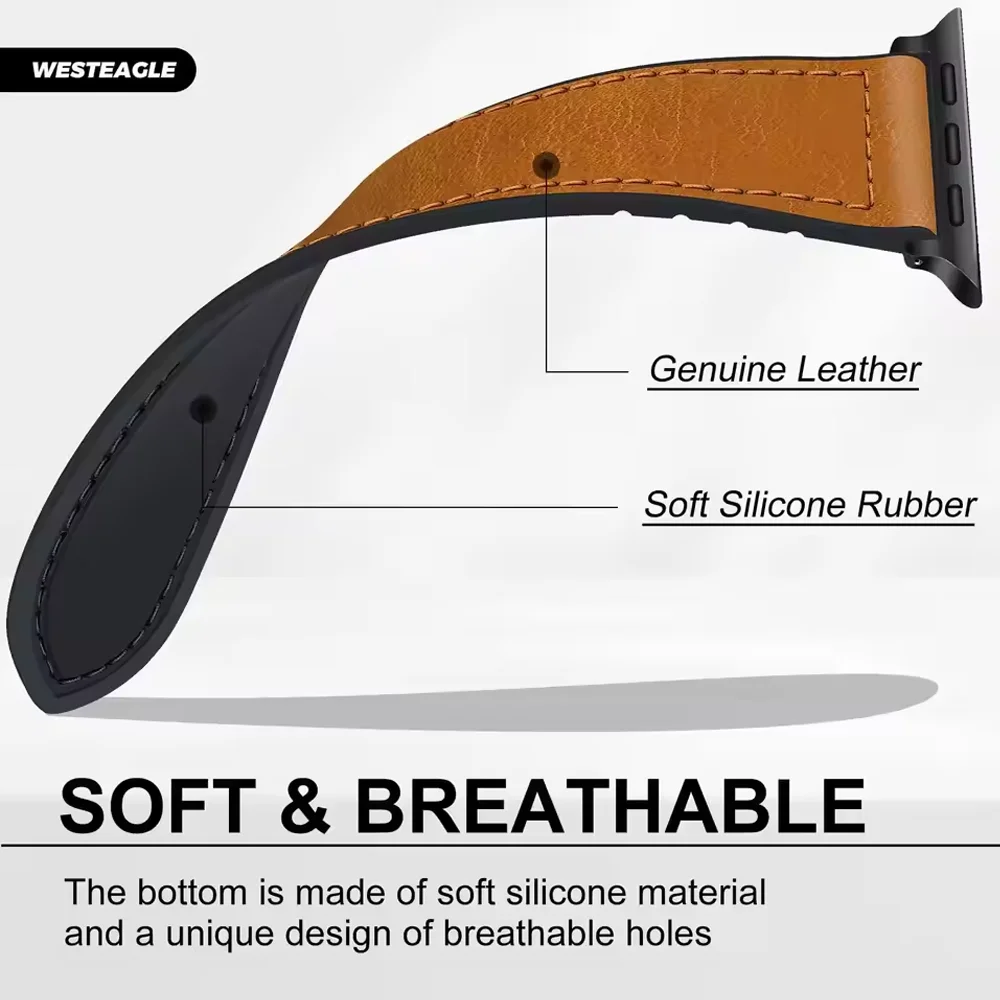 22mm Magnetic Leather-Silicone Watch Band Bracelet