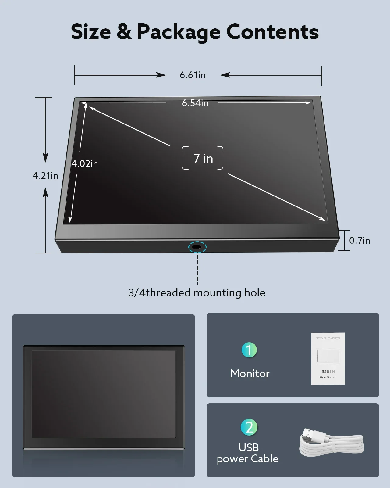 Eyoyo S701H HD 1024x600 ػ TFT LCD ȭ,  ̴ , ڵ ĸ麸 ÷, HDMI, VGA, AV  Է , 7 ġ