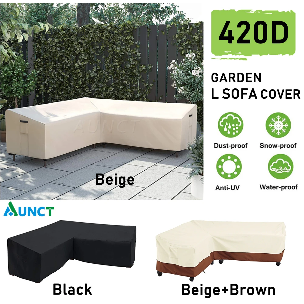 Funda de sofá esquinero en forma de L para exteriores, cubierta impermeable para muebles de esquina de ratán, fundas protectoras antipolvo para sofá, mesa y silla