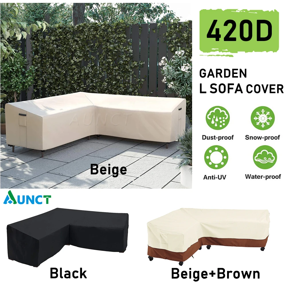 Garden Furniture Cover V-Shape/L-Shaped Bench Covers Waterproof 210D Oxford Heavy Duty Outdoor Rattan Corner Sofa Cover-20027082cm 