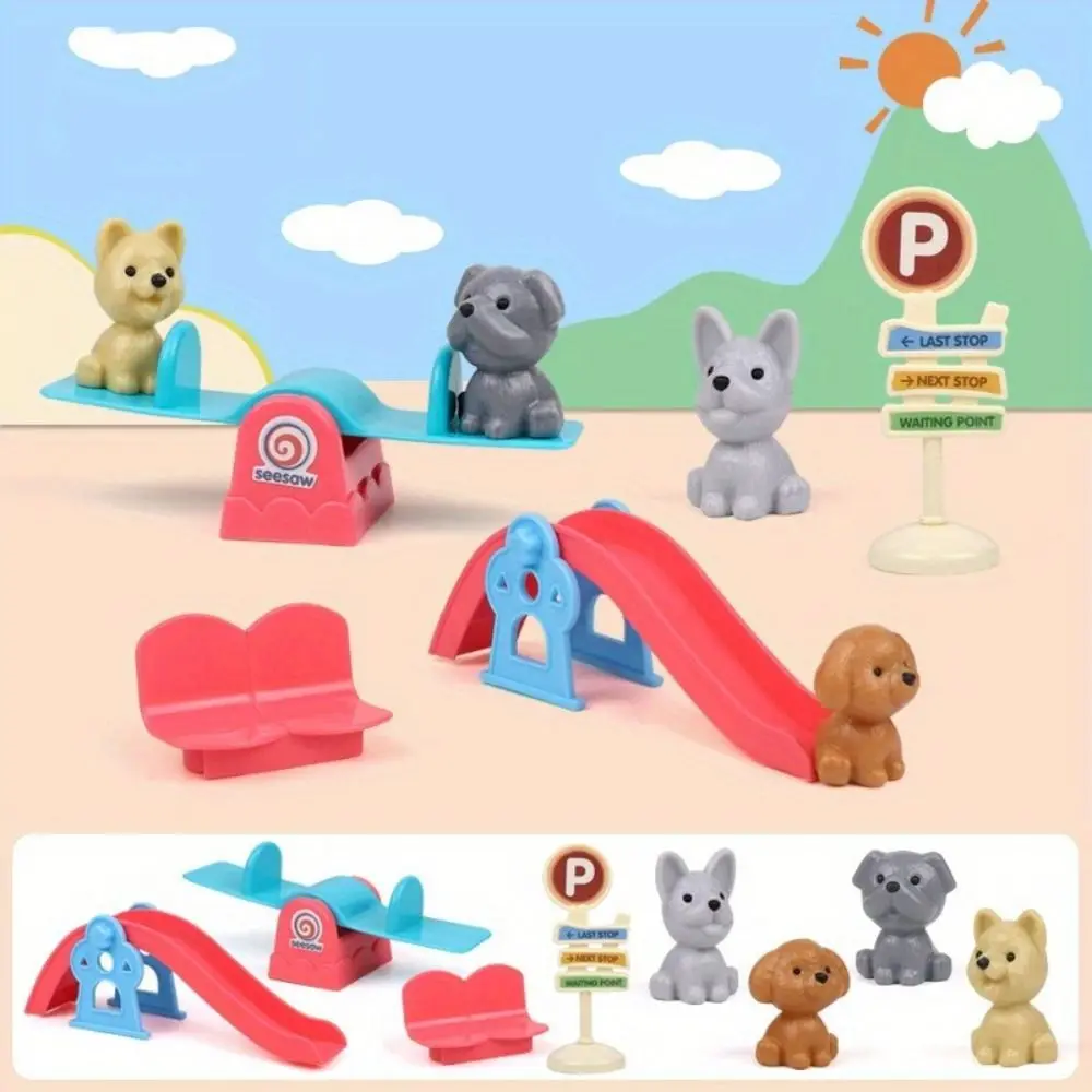 High Quality Cute Mini Puppy Pretend Play Toy Dog Doll Set Kids Toys Dog Cage Toys Visual Senses Animal Dog Pet Basket Toys