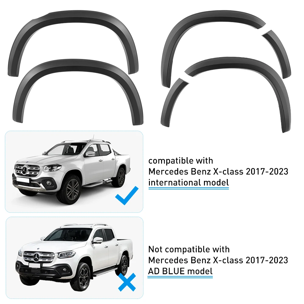 Deflectores De Ventana Lateral Para Mercedes-Benz X-Class Pick Up 2017-2022 | 4 Piezas, Negro, Antilluvia