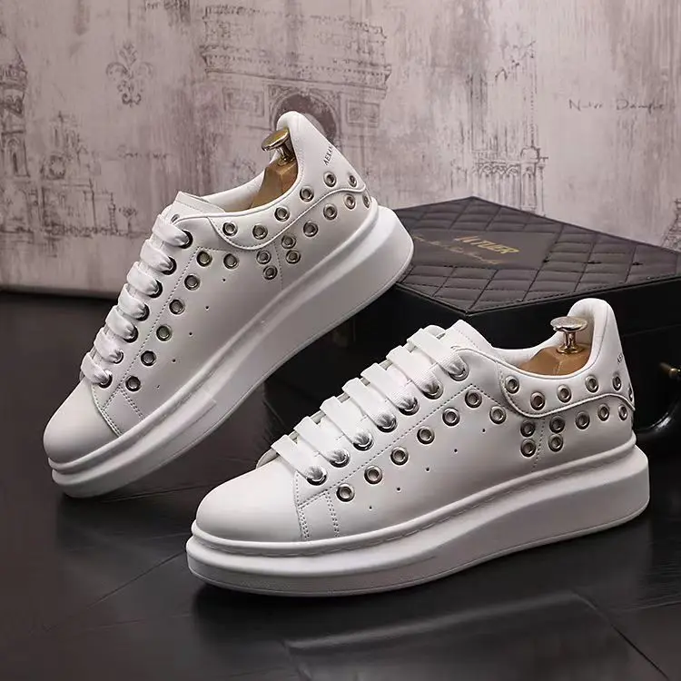 

New model men's white lace up Platform Round Toe casual shoes Trend Walking Sneakers Zapatos Hombre