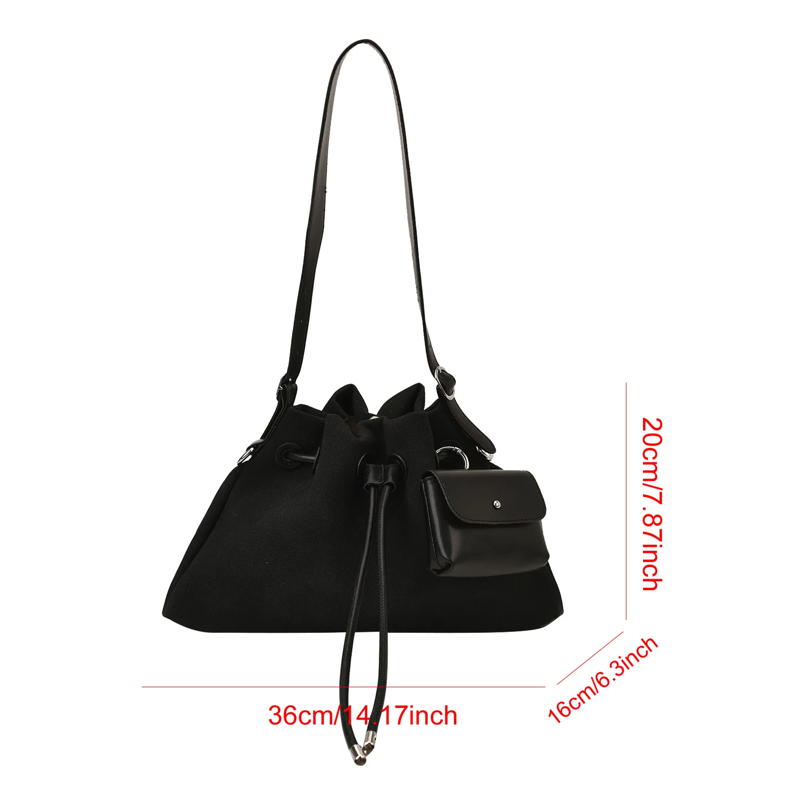 Women Matte PU Bucket Bag with Wallet Medium Tote Bag Shoulder Bag for Travel Shopping Daily Use