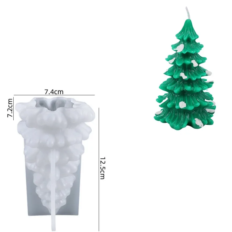 Festive 3D Christmas Tree Silicone Mold for DIY Candle & Soap Making