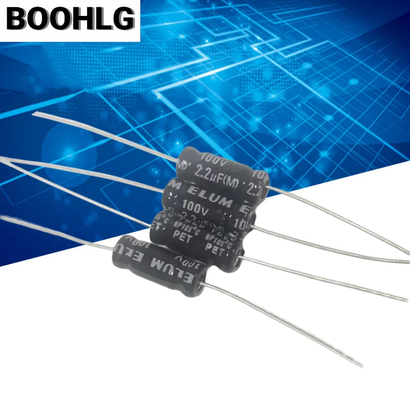 

20PCS ELUM 100v 1.5uf 2.2uf 3.3uf 4.7uf 6.8uf 10uf Horizontal axial non-polar aluminum electrolytic capacitor 4.7uf 100v 6X16