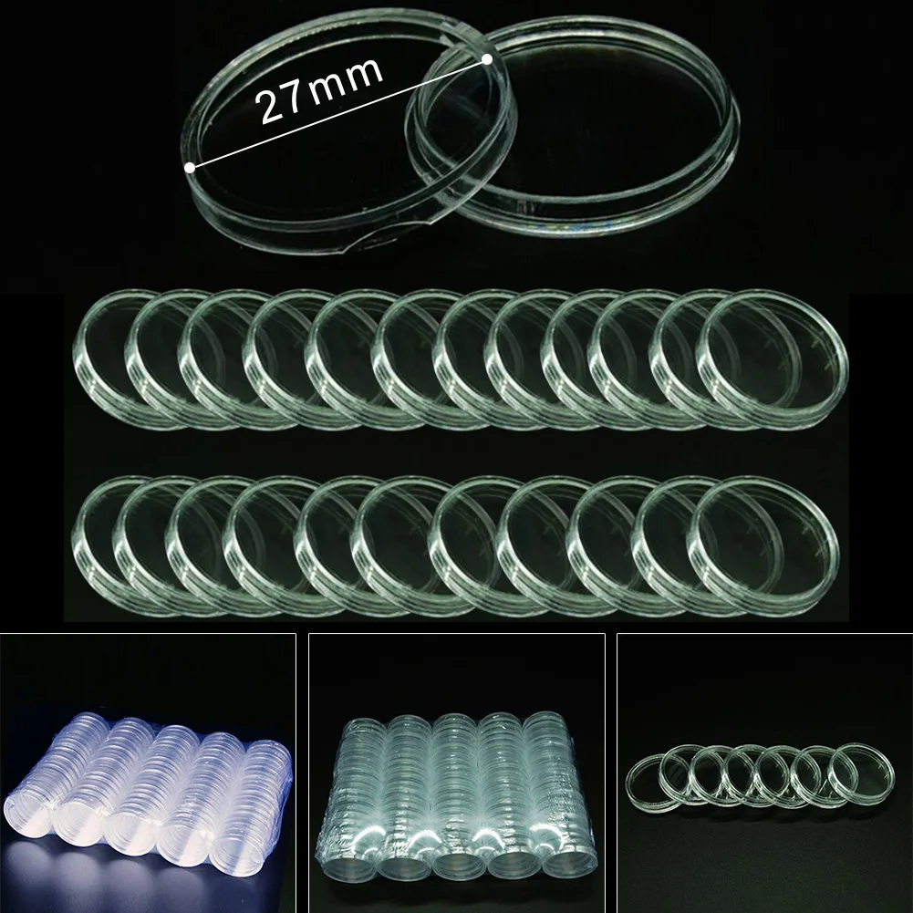 

Box Coin Capsules Transparent Universal Plastic Round Box 10/25 Pcs Coin Collecting Box Coins Storage Capsule Brand New