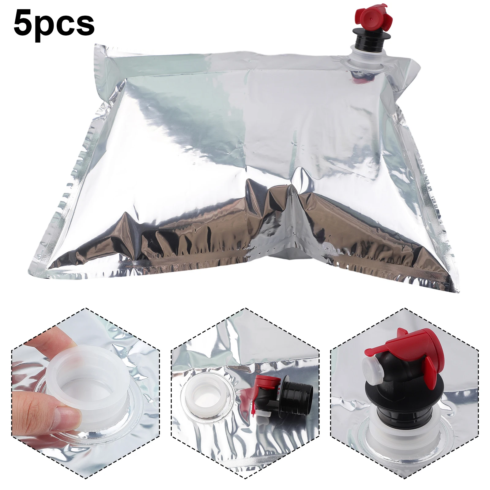 5pcs Replacement Wine Purse Refill Bags Drinks Container Wine Dispenser 5 Litre Storage Pouch Spout Drink Beverage