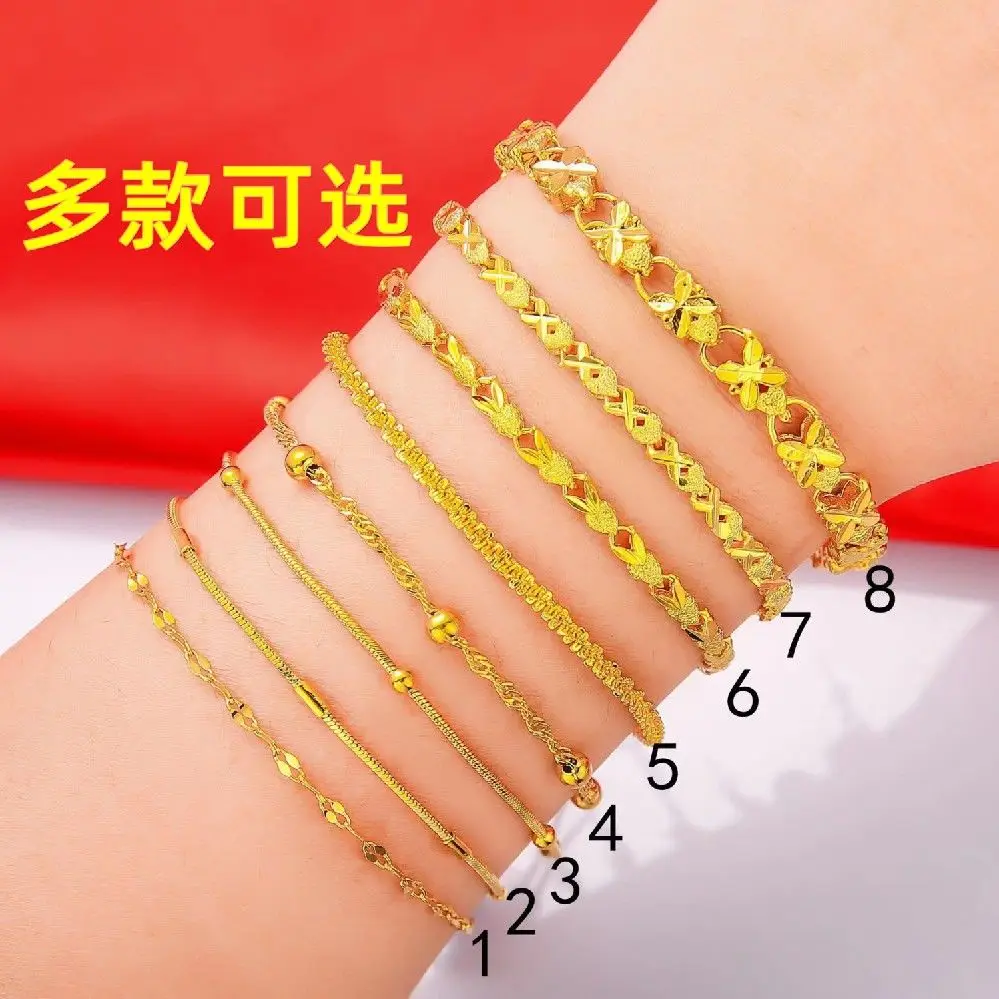 

UMQ 100% Real Copper Plated 24K Gold Color Bracelet Women's Foot Chain Adjustable Waterproof Ribbon Steel Seal 999 Stamp Jewelry