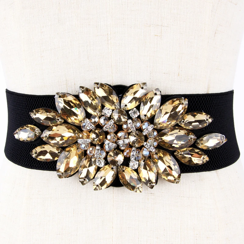 Luxury Rhinestone Dress belts for women Women Colorful Crystal Elastic Waistband Fashion Ladies Corset Summer Dress Accessories