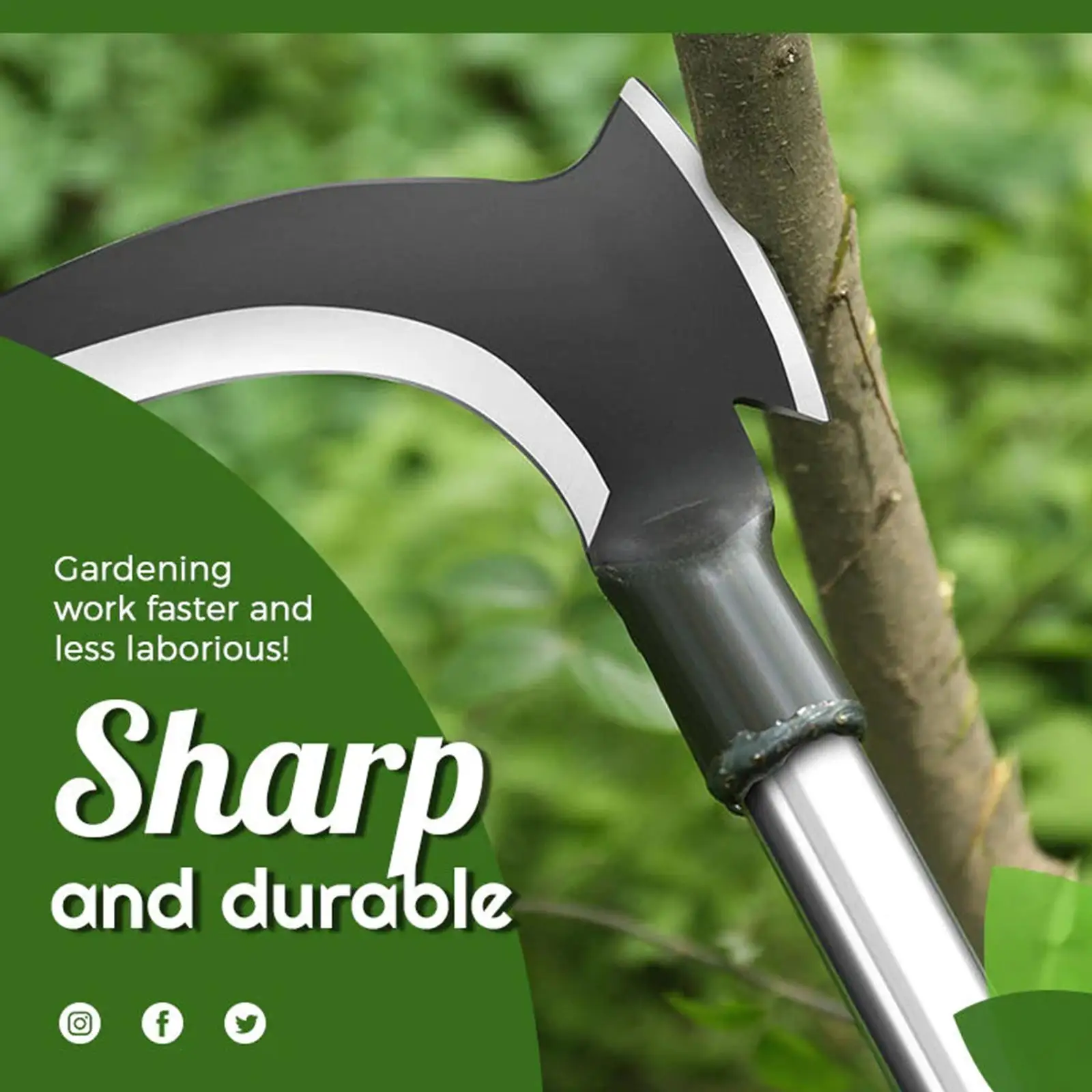 weeding tool High Manganese Steel Scythe Multifunctional Double Sickle Chopping Wood Cutting Weeding Garden Agricultural Tool
