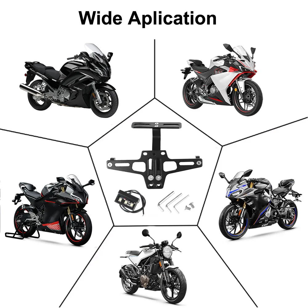 Aluminum Fender Eliminator Kits Universal CNC Motorcycle License Number Plate Bracket LED Light Rear Turn Signal Lamp Holder motorcycle license plate holder