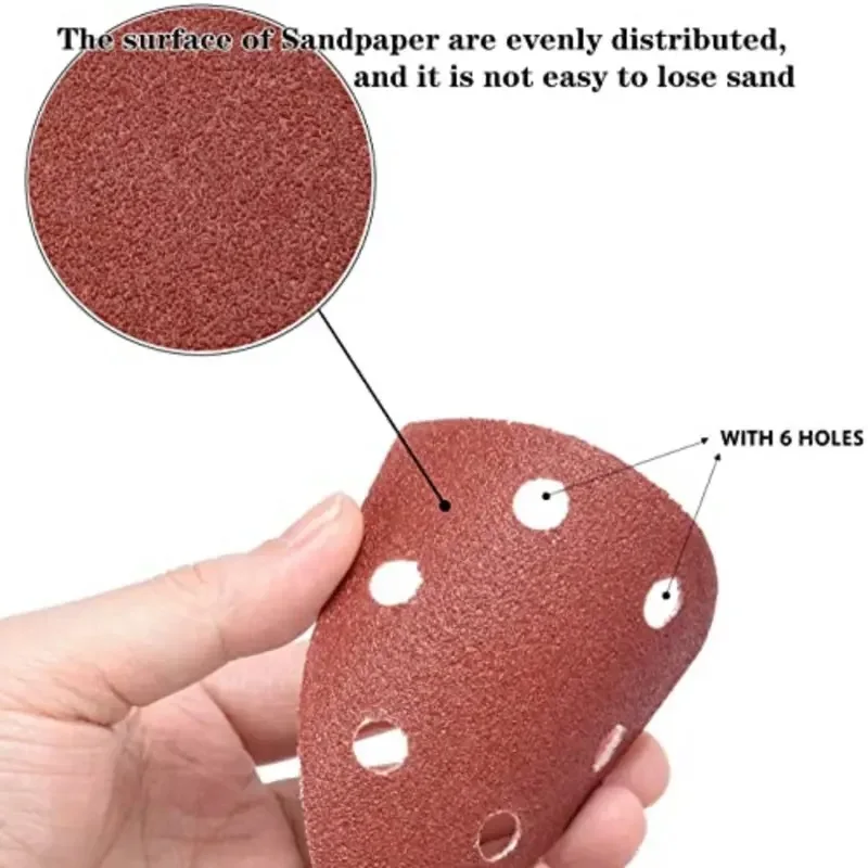 Triangle Sanding Pads 60pcs Mouse Sander Pads Sandpaper With 6 Holes 60/80/120/180/240/320 Grits For Delta Sanders/Multi-Sanders sanding disc