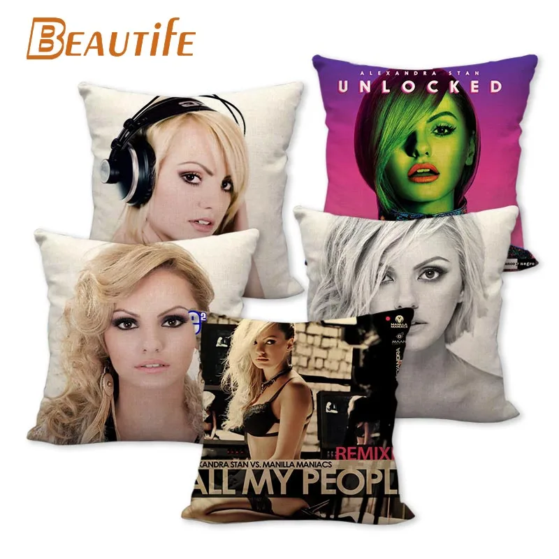 

Custom Alexandra Stan Pillowcase Wedding Decorative Cotton Linen Pillow Case For Home Pillow Cover 45X45cm One Side