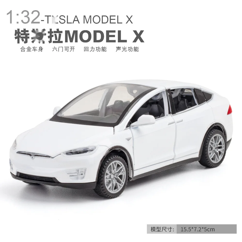 1:32 Tesla MODEL X Alloy Car Model Diecasts Metal Toy Vehicles Car Model Simulation Sound and Light Collection Gift A311 5