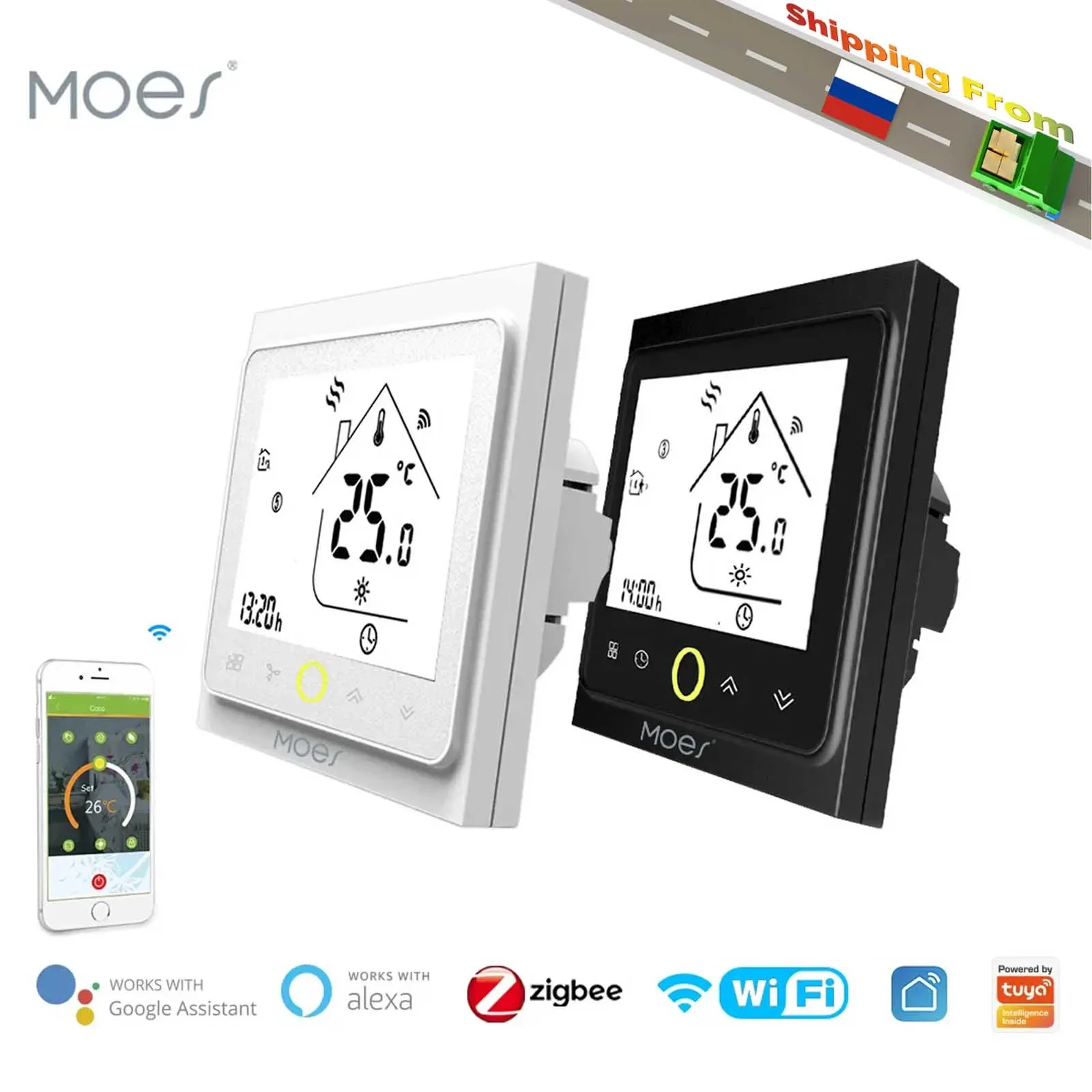 Moes WiFi intelligent eau/chauffage au sol électrique Thermostat chaudière à gaz régulateur de température Alexa tuya Google Home Voice Zigbee contrôle