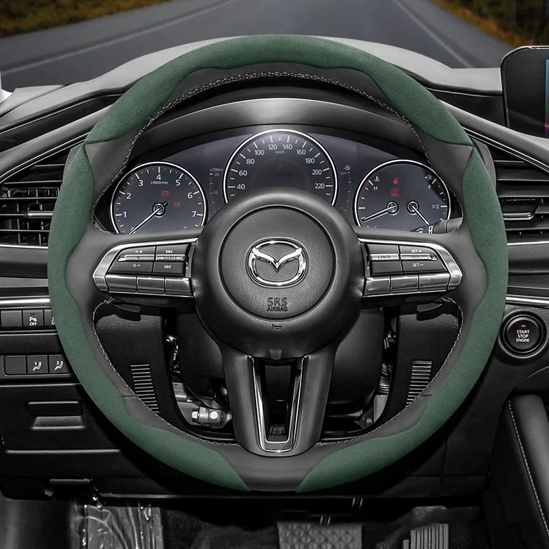 Passend für Mazda. Anti-Rutsch-Schnalle, segmentierte Wildleder-Lenkradabdeckung, geeignet für 3 Cx5 6 2 Cx30 Cx3 6Gh 3Bk 6Gg 6 кол 3Bm 3Bl Cx-5 Cx7 Cx50 6Gj Bt50 3Sport Cx60 Ez6 323 Mx5Nd Cx80