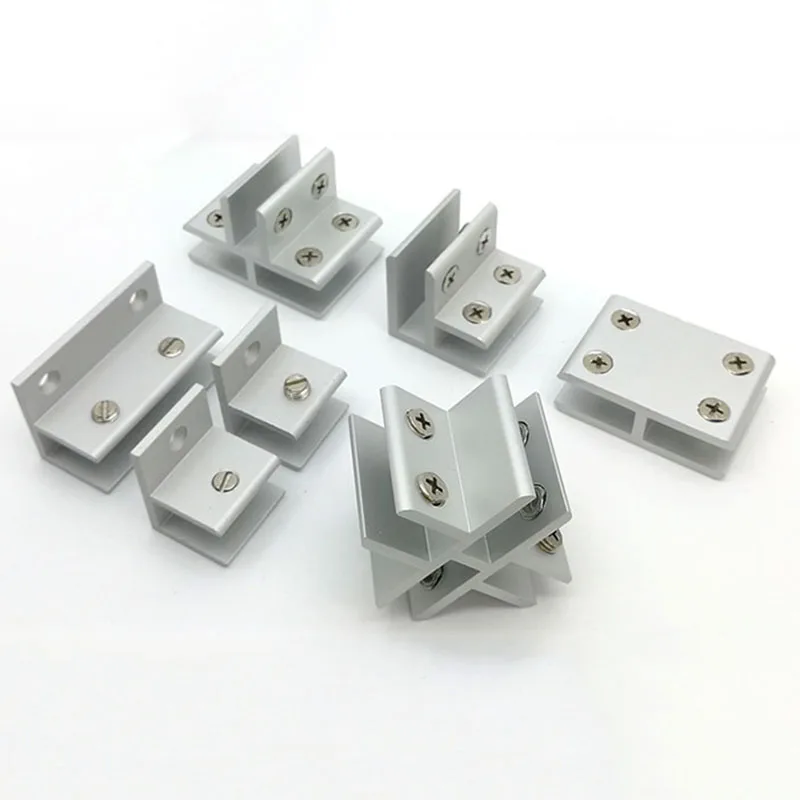 Aluminum Glass Clamps 180 Degrees Shelves Support Bracket Clips DIY Hardware for 2 to 20mm Thickness Board Glass Acrylic