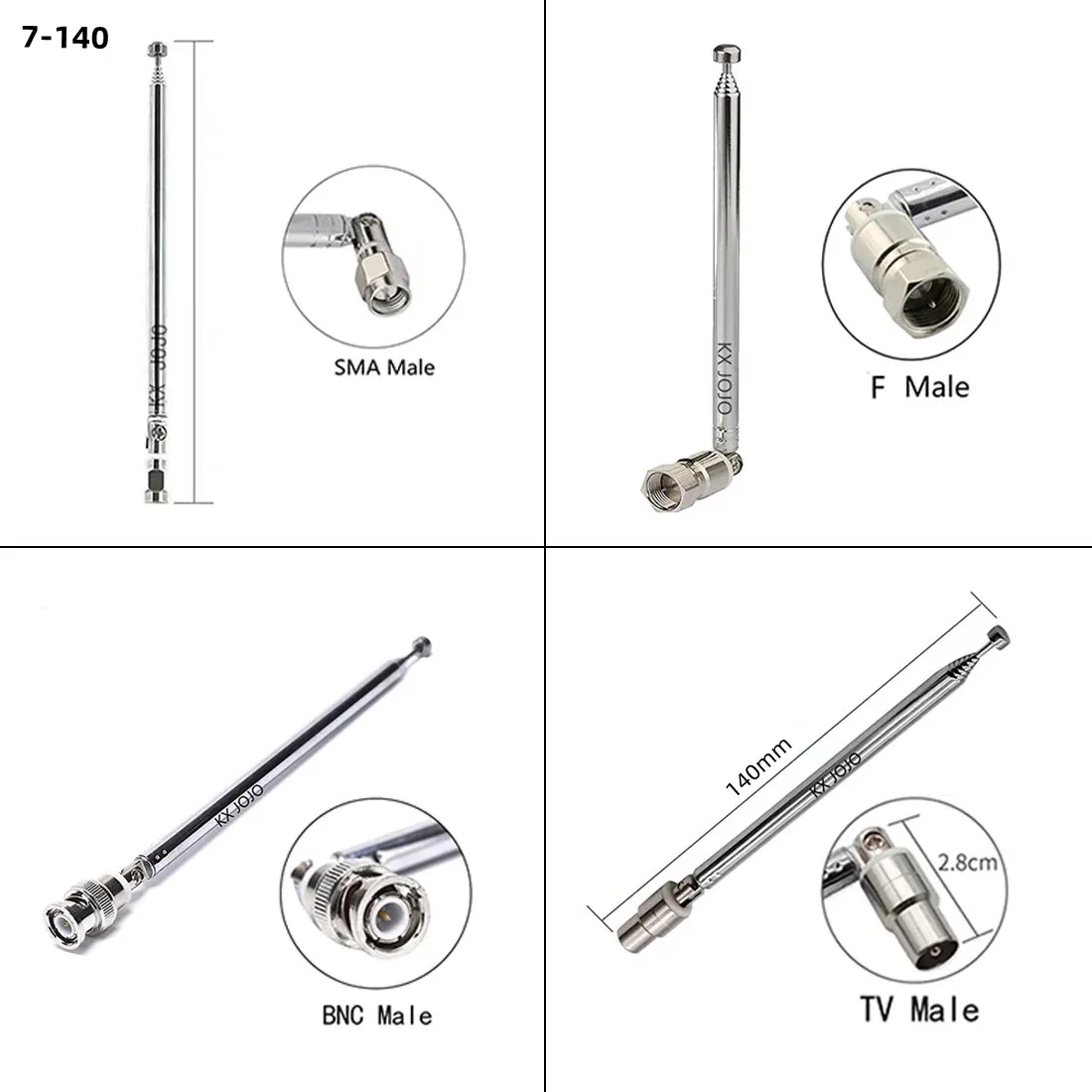 

Telescopic Antenna 7section 180Degrees Pull Rod unfolds total length of 620mm SMA BNC F TV Head FM Receiving Radio Speakers 1pc