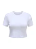 O Neck Knit White Crop Top Women Summer Casual T Shirt Basic Sexy Streetwear Ribber Black Short Sleeve Tops 6