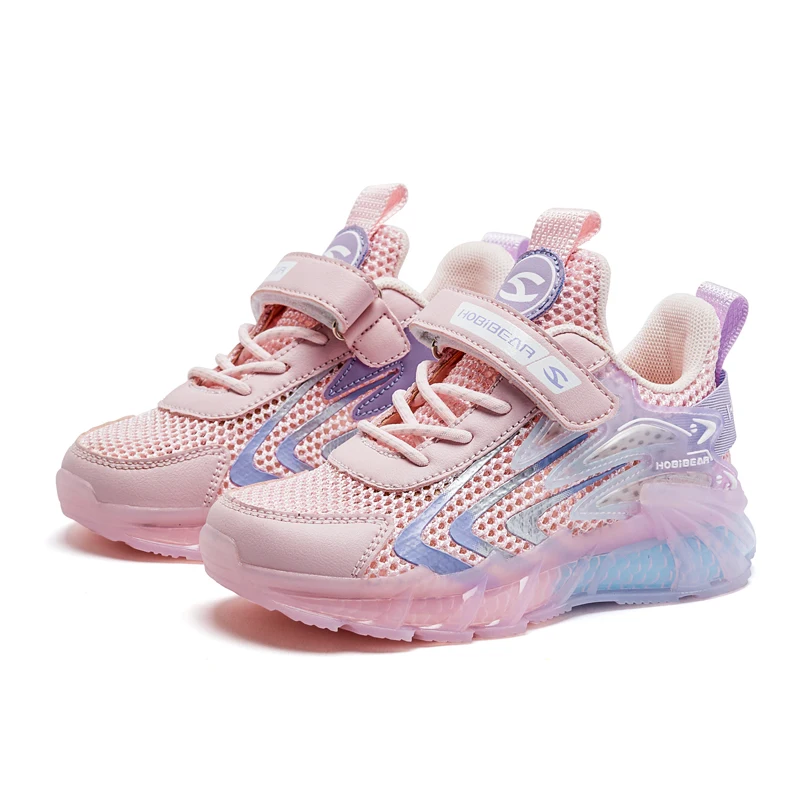 Breathable Kids Sneakers Pink Non Slip Casual Shoes