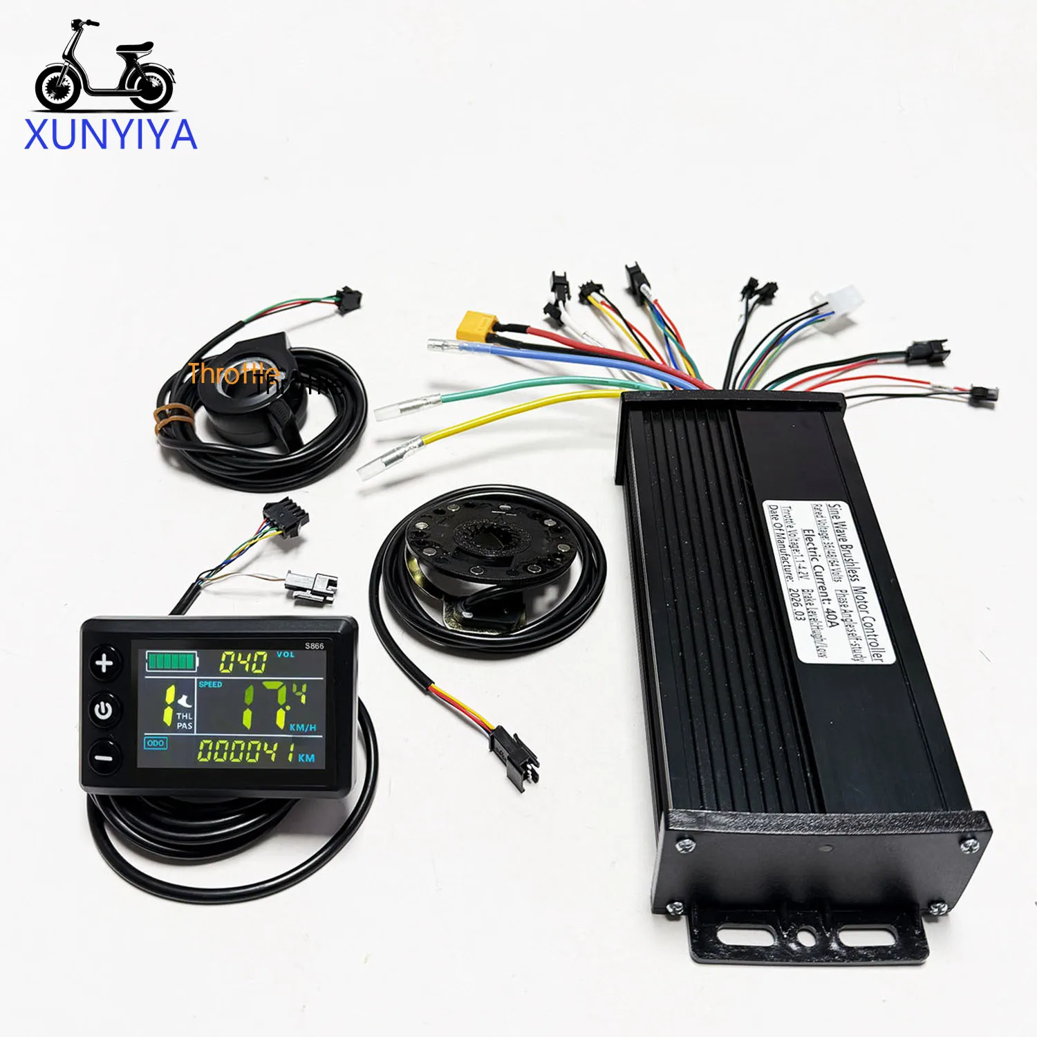 40A 1000W-2000W 사인파 브러시리스 모터 컨트롤러 36V 48V 64V S866 컬러 LCD 디스플레이+ PAS + 스로틀 키트 (전기 자전거용)